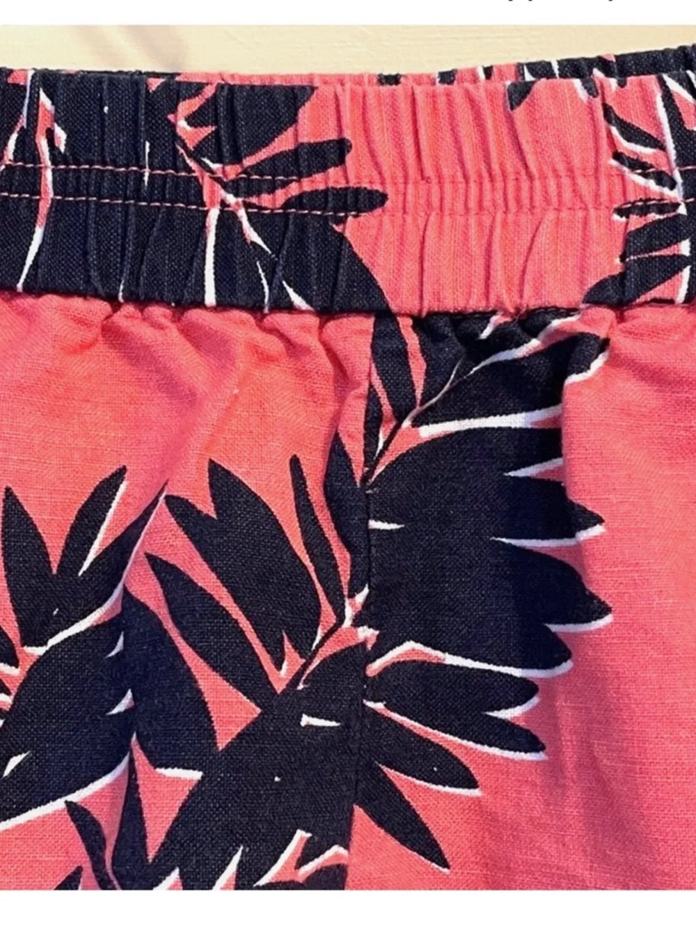 J.Crew Linen Cotton Palm Print Shorts 00 Tropical Beach Resort Pull On